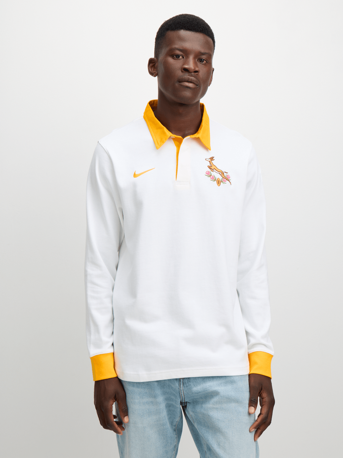 Nike Men's Springboks Heritage Long Sleeve White/Yellow Jersey