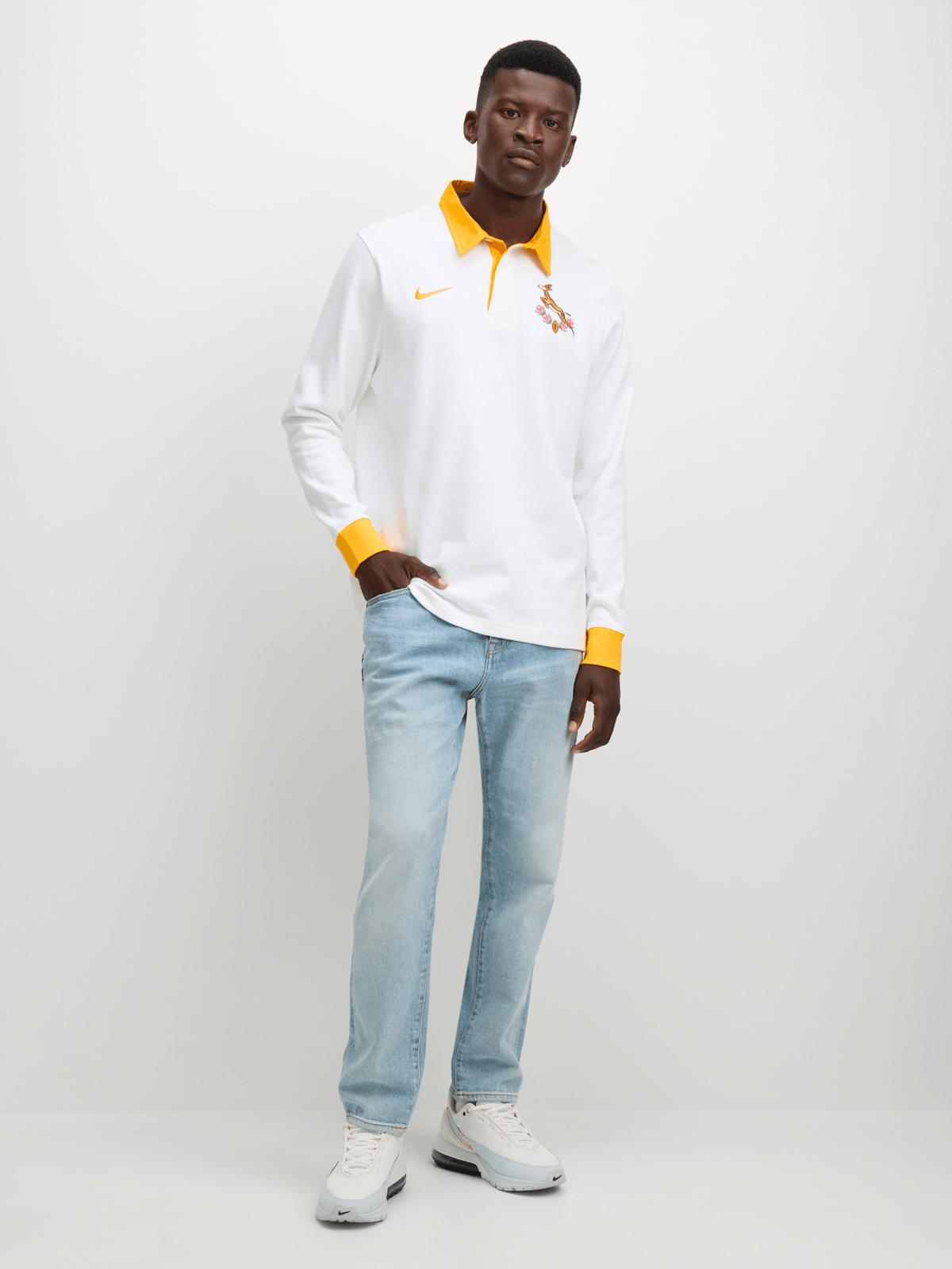 Nike Men's Springboks Heritage Long Sleeve White/Yellow Jersey