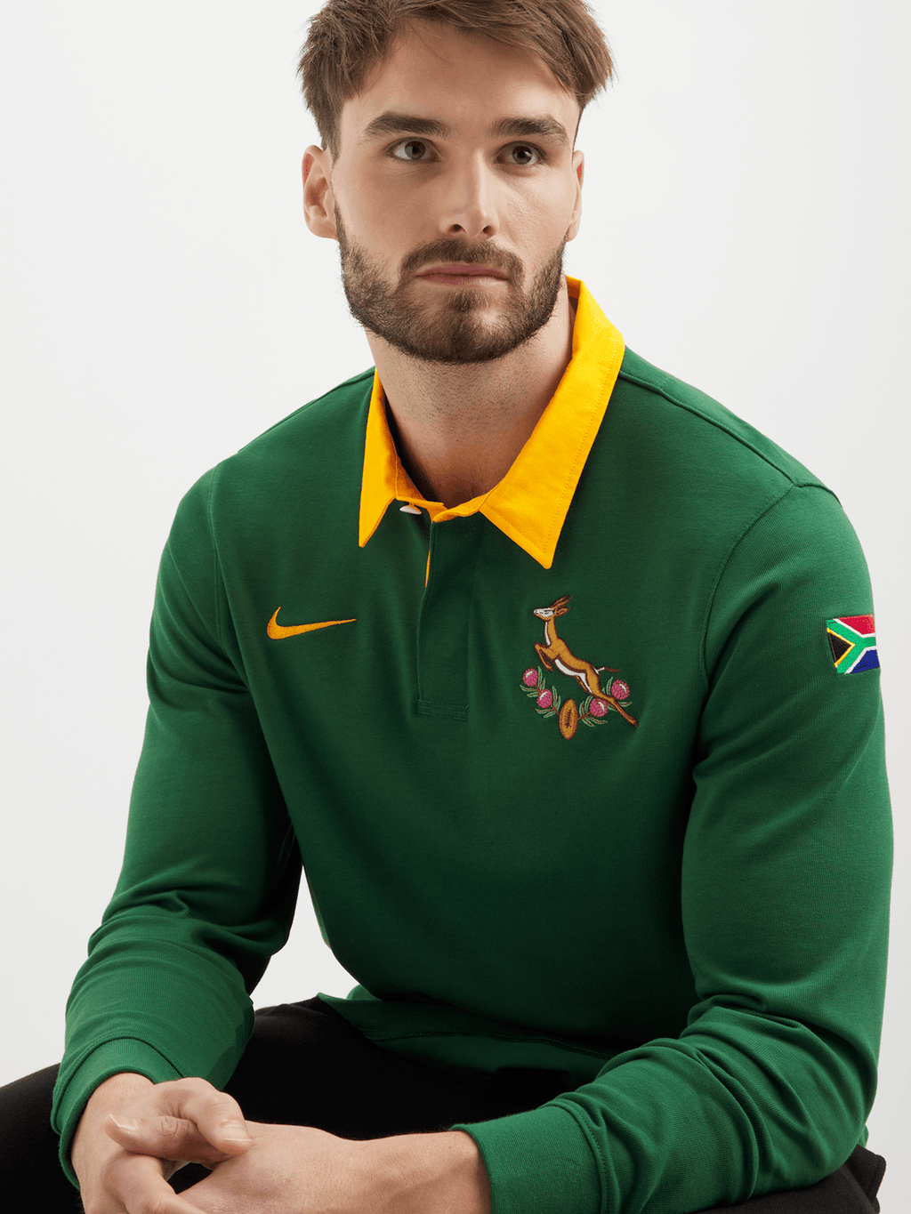 Nike Men's Springboks Heritage Long Sleeve Green Jersey