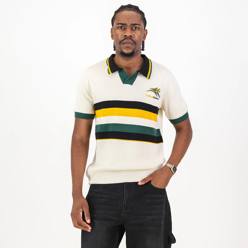Bafana Bafana Tops Knitwear Short Sleeve Yarn Dye Em Ivory
